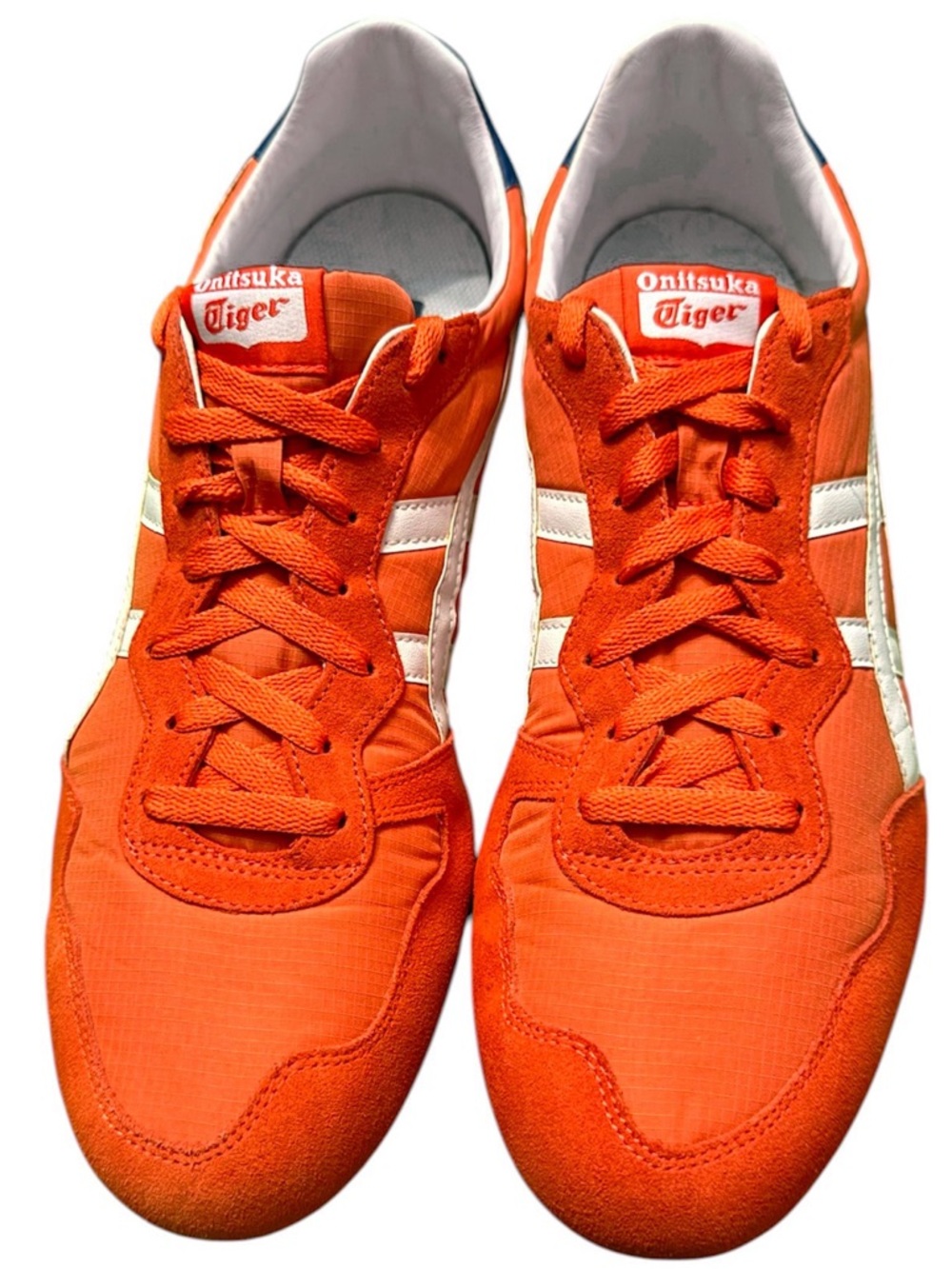 Onitsuka Tiger by Asics Men's Bright Orange Sneakers with Cream Stripes Size 13 - Picture 2 of 2